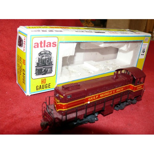 364 - Atlas HO gauge S2 Diesel engine No. 8083 Gulf Mobile & Ohio Road No. 1006. Model railway train in bo... 