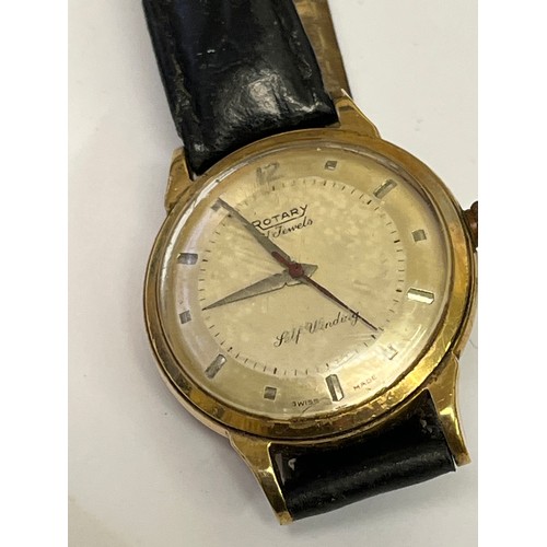 44 - A VINTAGE 9CT GOLD 1955 ROTARY 21 JEWELS SELF-WINDING GENTS WRIST WATCH