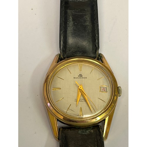 41 - A VINTAGE GOLD PLATED BUCHERER AUTOMATIC WITH DATE GENTS  WRIST WATCH FULLY WORKING