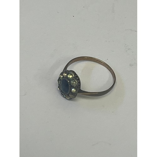 26 - A 9CT GOLD RING, LIKELY EARLY 20TH CENTURY SET WITH CABOCHON OVAL BLUE STONE AND PASTE, SIZE L1/2 WE... 