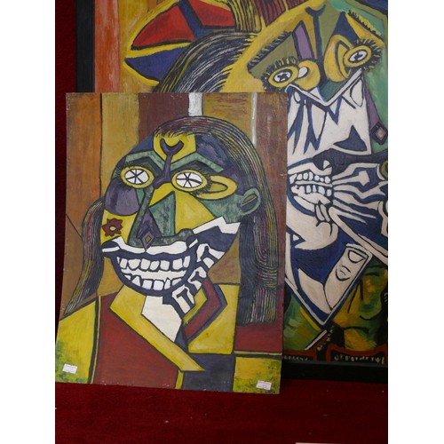 503 - 2x 'After Picasso' acrylic artworks, one of 