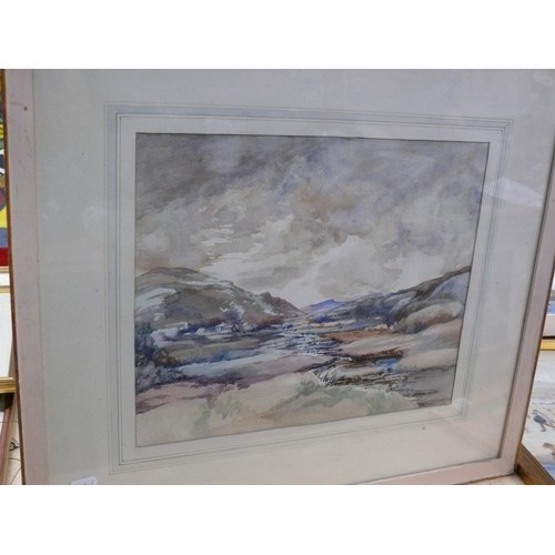 520 - Original watercolour of Upper Wharfedale/Litton-dale, Yorkshire. Signed by Walter Lees (1891 - 1969)... 