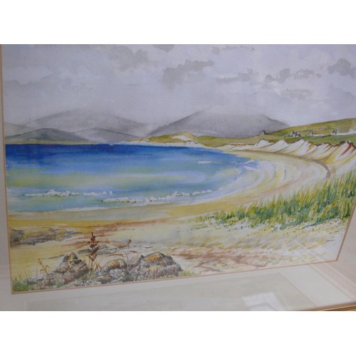 518 - Original 20thC watercolour of a coastal scene. Unsigned, framed and glazed 51cm x 42cm.