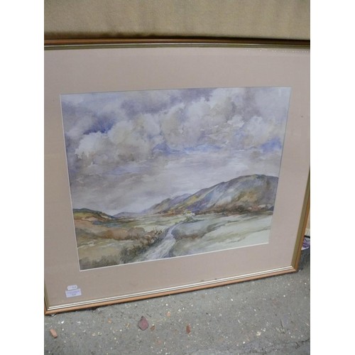 525 - Walter Lees (1891 - 1969) - Large untitled original watercolour of a northern valley, possibly Yorks... 