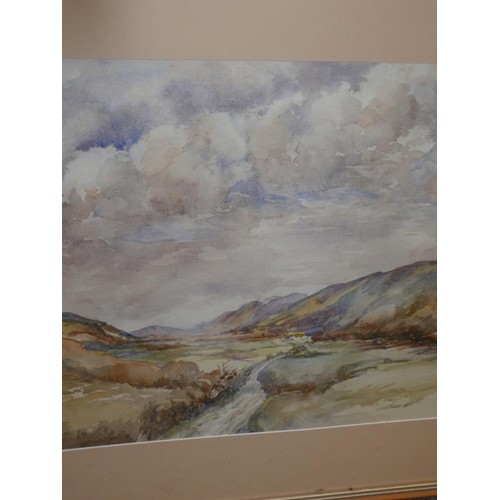 525 - Walter Lees (1891 - 1969) - Large untitled original watercolour of a northern valley, possibly Yorks... 