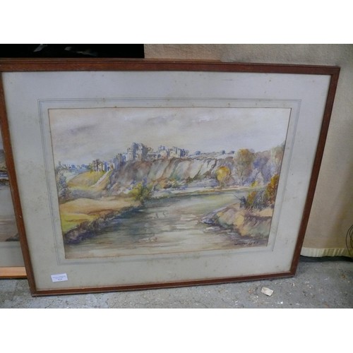 523 - Walter Lees (1891 - 1969) - Original watercolour, looks to be of a view of Chepstow Castle from the ... 