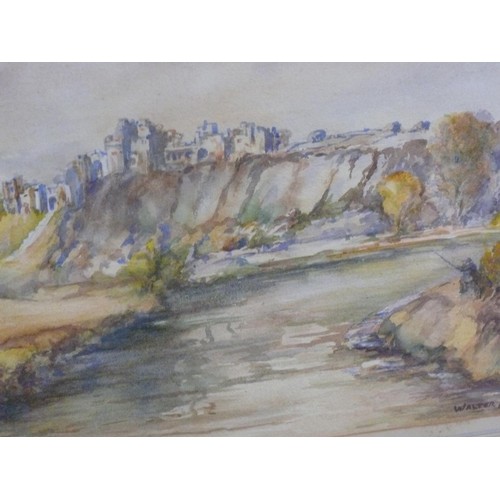 523 - Walter Lees (1891 - 1969) - Original watercolour, looks to be of a view of Chepstow Castle from the ... 