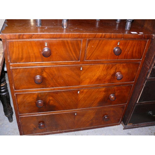 483 - Victorian mahogany veneered chest of 2 over 3 drawers.