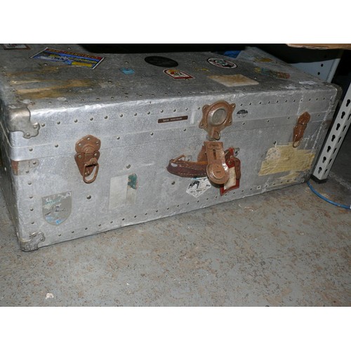 412A - Alloy tin lined steamer trunk by K. Jamson Co. luggage.