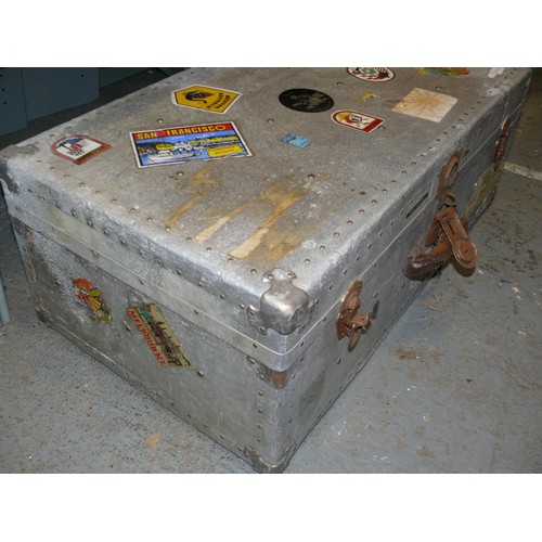 412A - Alloy tin lined steamer trunk by K. Jamson Co. luggage.