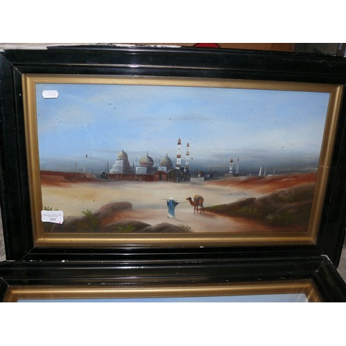 509 - 2x Original Edwardian middle eastern oil paintings by Hal Burton (Bedford). In ebonised glazed frame... 