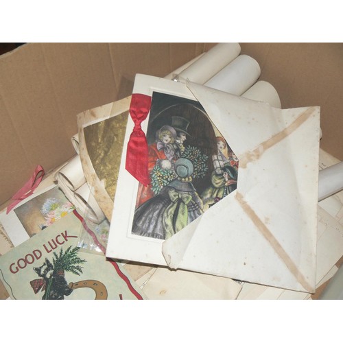 401 - Box of antique and vintage ephemera including a copy of a deed dated 1797, diplomas, certificates an... 