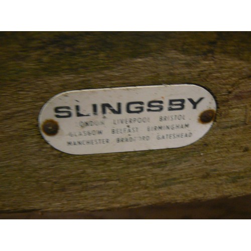 419 - A vintage Slingsby industrial dolly/trolley/bogey, with heavy cast iron wheels and Slingsby maker's ... 