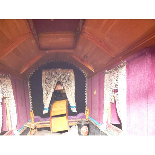 420 - A second half 20th Century large scale scratch built model of a Gypsy Caravan, the domed roof with o... 