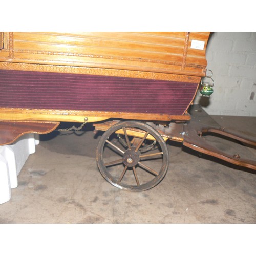 420 - A second half 20th Century large scale scratch built model of a Gypsy Caravan, the domed roof with o... 