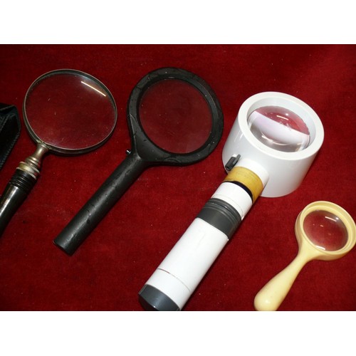 80 - 5 HANDHELD MAGNIFIERS IN VARIOUS STYLES AND SIZES