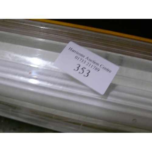 296 - 2x FLUORESCENT STRIP LIGHTS. 58W 110V WITH YELLOW CASES.