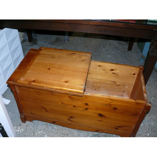 335 - LARGE PINE STORAGE CHEST WITH 2 LIFT UP LIDS