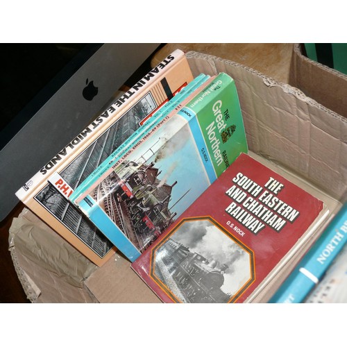 357 - TRAY OF RAILWAY BOOKS INCLUDING NORTH BRITISH STEAM LOCOMOTIVES BOOK, RAILWAY ENGINEER 1925, 1926 & ... 