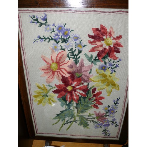 245 - VINTAGE OAK FRAMED TAPESTRY FIRE SCREEN