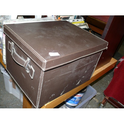 239 - BROWN LEATHER EFFECT LIDDED STORAGE BOX