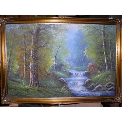 369 - OIL PAINTING OF WOODLAND SCENE IN ORNATE GILT FRAME SIGNED BY I. CAFIERI