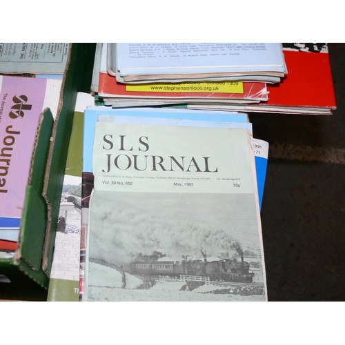 361 - TRAY OF RAILWAY BOOKS INCLUDING JOURNAL OF THE STEPHENSON LOCOMOTIVE SOCIETY PLUS OTHERS