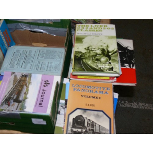 361 - TRAY OF RAILWAY BOOKS INCLUDING JOURNAL OF THE STEPHENSON LOCOMOTIVE SOCIETY PLUS OTHERS