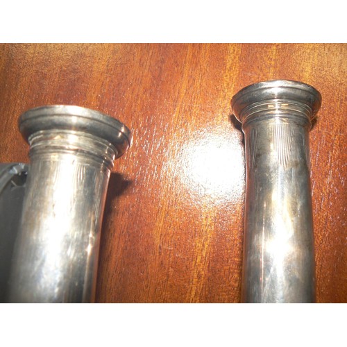 299 - PAIR OF ANTIQUE SILVER ON COPPER CANDLESTICKS