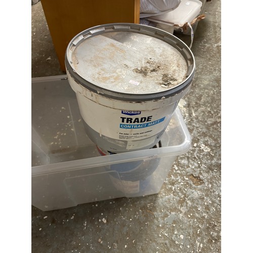 278 - 2 LARGE TUBS OF TILE ADHESIVE PLUS A TUB OF PAINT