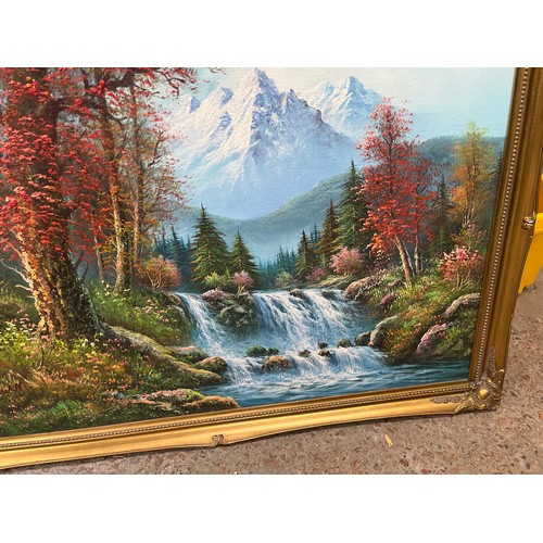 374 - OIL PAINTING OF WOODLAND SCENE IN ORNATE GILT FRAME SIGNED BY MORGAN 100cm x 70cm