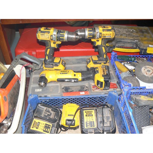 306 - BASKET OF DEWALT POWER TOOLS, BATTERIES AND CHARGERS