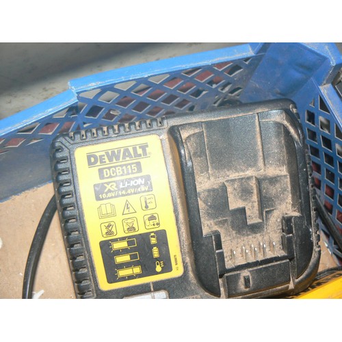 306 - BASKET OF DEWALT POWER TOOLS, BATTERIES AND CHARGERS