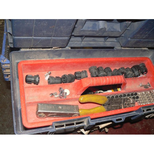 315 - TOOLBOX AND CONTENTS OF ELECTRICAL ITEMS TO INCLUDE WIRE STRIPERS, CABLE, GLANDS, ELECTRICAL CONNECT... 