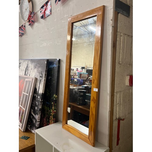 491 - LARGE PINE FRAMED RECTANGULAR WALL MIRROR