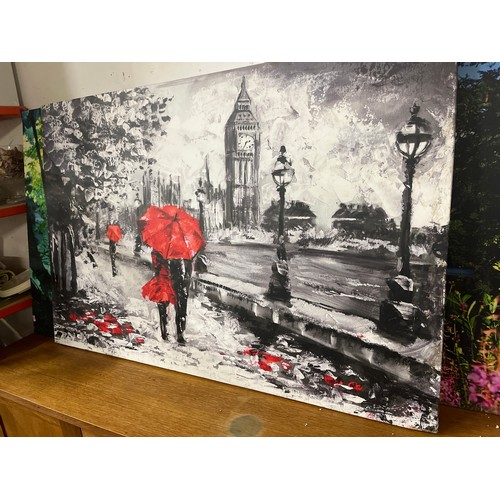 493 - 4 VERY LARGE CANVAS ART PICTURES (PROCEEDS TO GO TO MERRYLEGS CHARITABLE TRUST ANIMAL CHARITY)