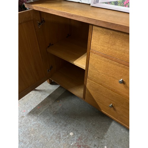 494 - GOOD QUALITY OAK VENEER SIDEBOARD WITH 3 DRAWERS