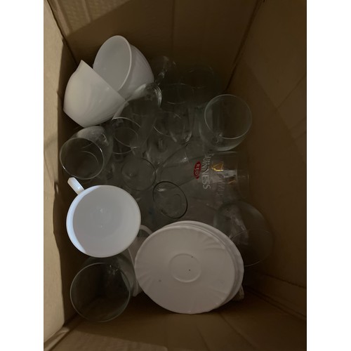 410 - 2 BOXES OF VARIOUS HOUSEHOLD CHINA AND GLASSWARE