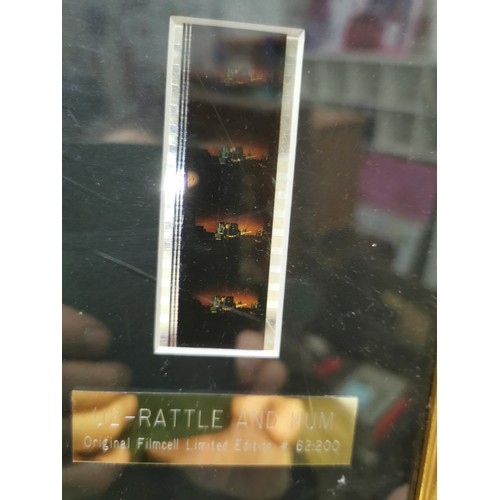 62 - U2 RATTE & HUM ORIGINAL FILM CELL LIMITED EDITION 62 OF 200 PICTURE IN FRAME WITH CERTIFICATE OF AUT... 