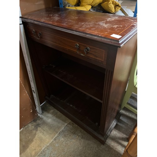 529 - DARK WOOD BOOKCASE WITH 2 SHELVES AND SINGLE DRAWER