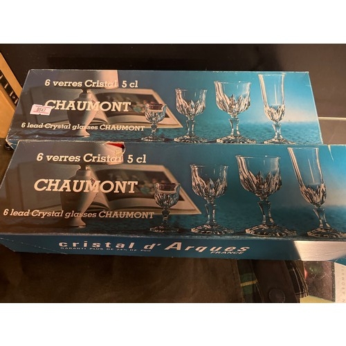 383 - 4 BOXES OF 6 LEAD CRYSTAL CHAUMONT GLASSES