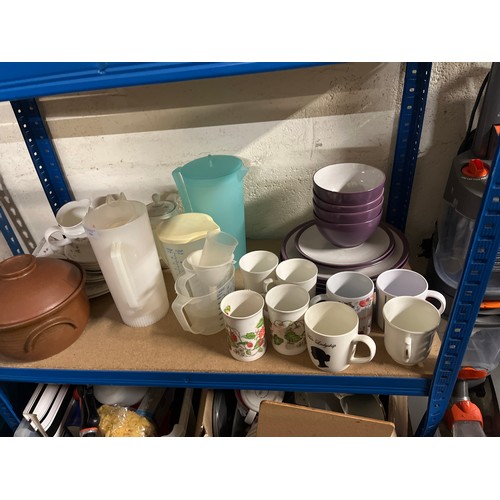 404 - ROYAL DOULTON STRAWBERRY FAYRE PART TEA SERVICE PLUS A STONEWARE COOKPOT, SELECTION OF MUGS AND JUGS... 