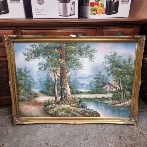 369 - OIL PAINTING OF WOODLAND SCENE IN ORNATE GILT FRAME SIGNED BY I. CAFIERI 100cm x 70cm