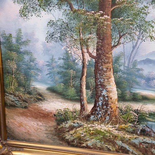 369 - OIL PAINTING OF WOODLAND SCENE IN ORNATE GILT FRAME SIGNED BY I. CAFIERI 100cm x 70cm