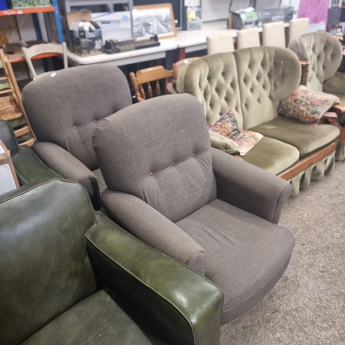 518 - PAIR OF LOVELY GREY ARMCHAIRS BY DFS