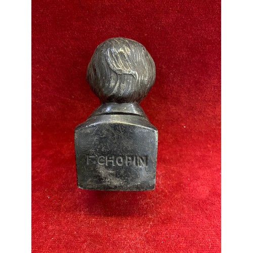 50 - Small hollow cast metal bust of the composer F.Chopin