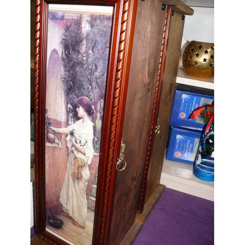 97 - A PAIR OF WOODEN CD CABINETS WITH DECORATIVE PANELS TO FRONT