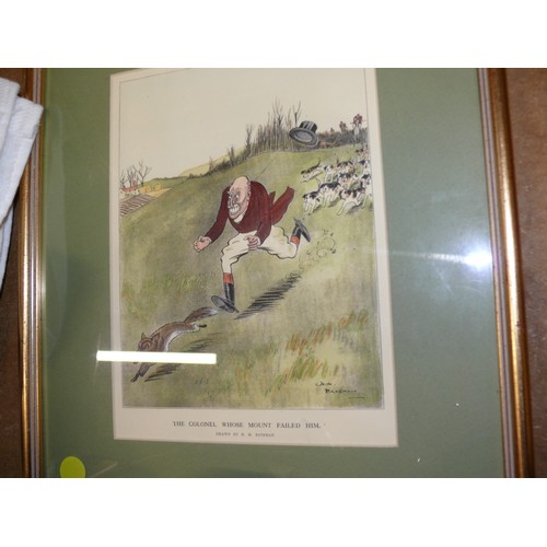 112 - INTERESTING FRAMED PRINTS BY H.M.BATEMAN. 'THE LIFEGUARDSMAN WHO DROPPED OUT' AND 'THE COLONEL WHO'S... 