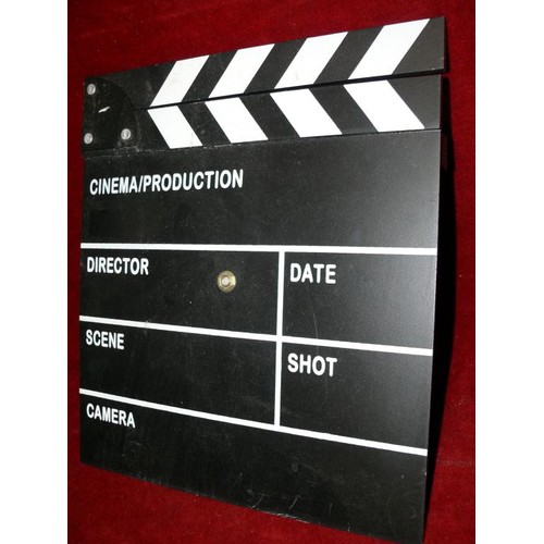 132 - MOVIE CLAPPERBOARD CLOCK (NEEDS HANDS)