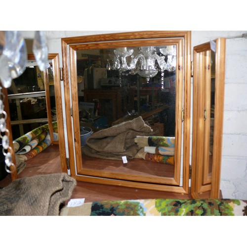 184 - PINE FRAMED TRIPLE DRESSING TABLE MIRROR